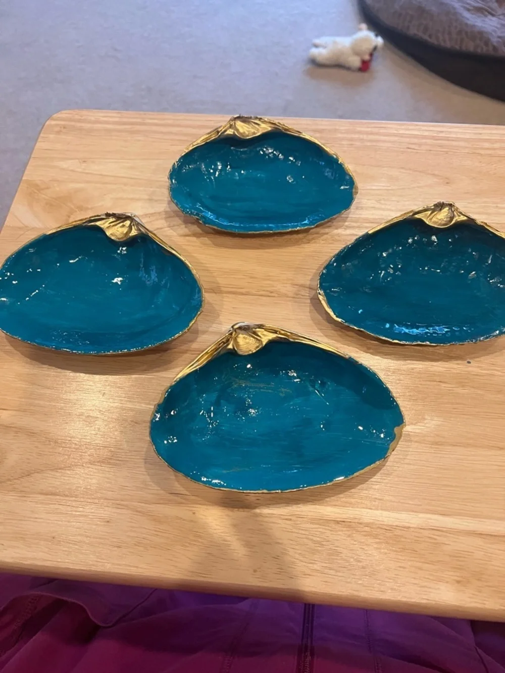 Teal & Gold Shell Trinket Dish – Coastal Decor 🌊✨